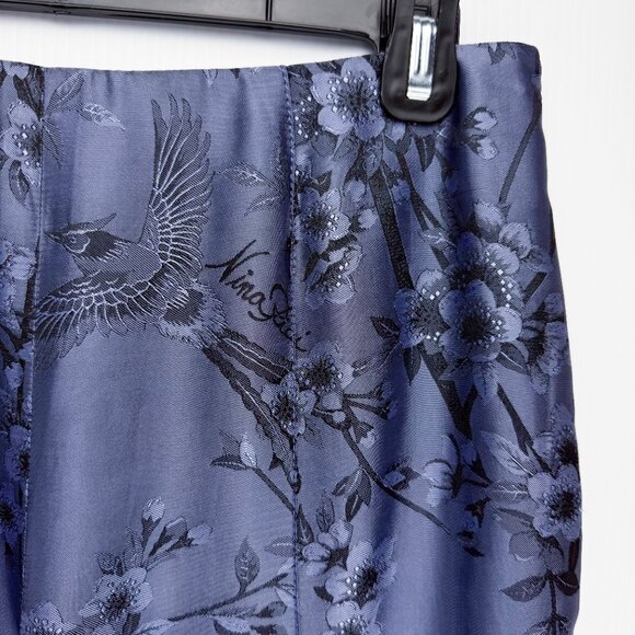 NINA RICCI Haute Boutique Paris VTG Lilac Designer Flowers Tailored Trouser s 40 - Picture 4 of 9